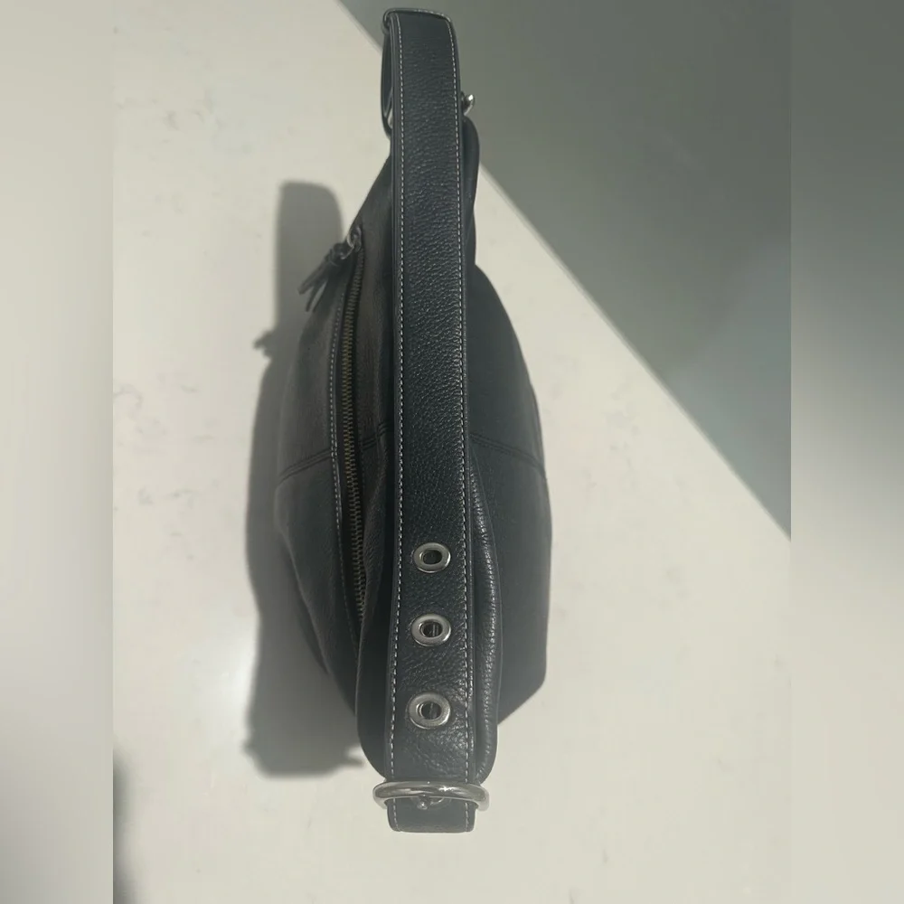 Coach Vintage Black Leather Duffle Hobo Bag